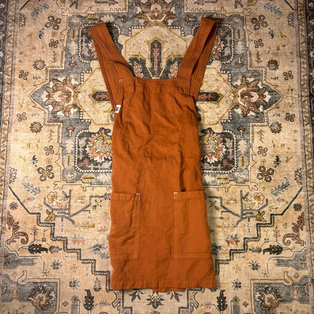 Hedley & Bennett Crossback Apron Rust Orange Cotton Linen Blend Pockets Kitchen